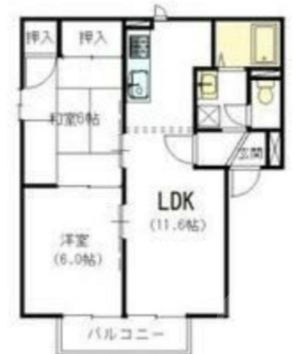 大道南の完工年月(1996年9月)築の賃貸アパートの間取り