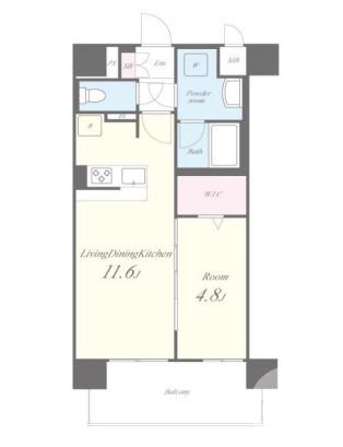 宿院町西の完工年月(2021年3月)築の賃貸マンションの間取り