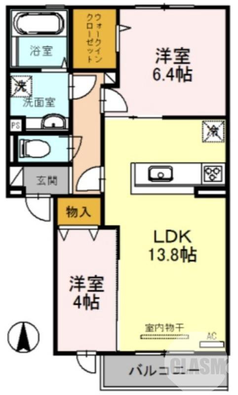日置荘原寺町の完工年月(2019年6月)築の賃貸アパートの間取り