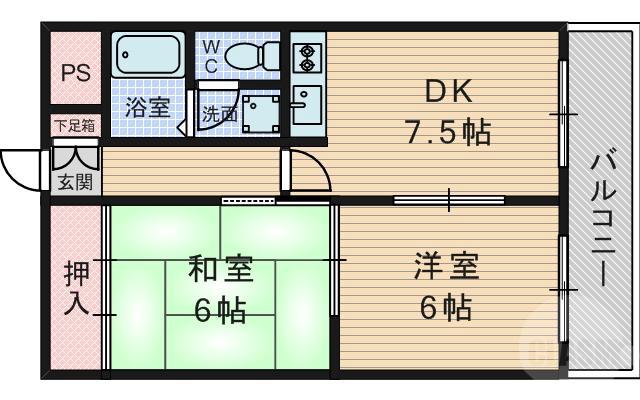 豊新の完工年月（1990年3月）築の賃貸マンションの間取り