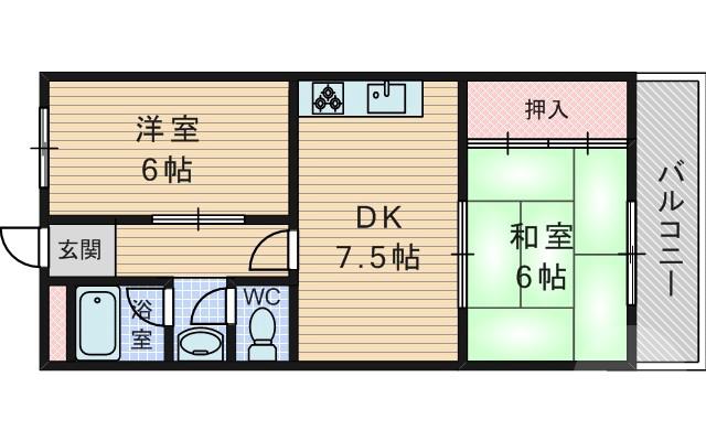 東淡路の完工年月(1986年2月)築の賃貸マンションの間取り