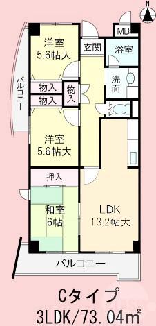 沢良宜西の完工年月(1997年2月)築の賃貸マンションの間取り