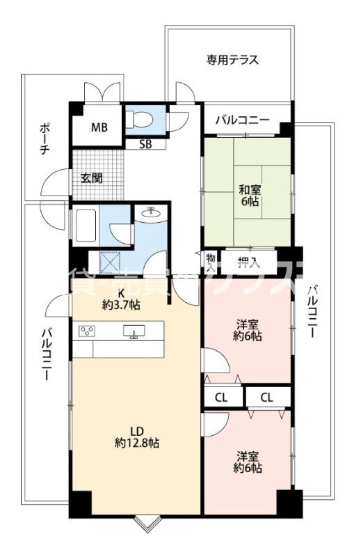 九条南の完工年月(2003年3月)築の賃貸マンションの間取り