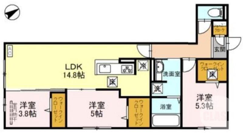 向陵中町の完工年月(2024年9月)築の賃貸アパートの間取り