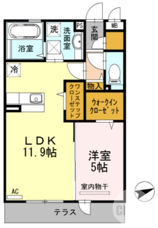 向陵西町の完工年月(2012年12月)築の賃貸アパートの間取り