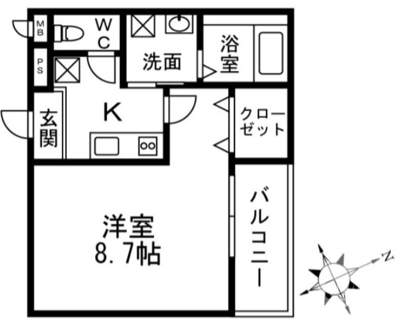 向陵中町の完工年月(2016年7月)築の賃貸アパートの間取り
