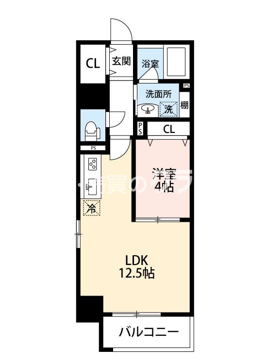 新町の完工年月(2019年6月)築の賃貸マンションの間取り