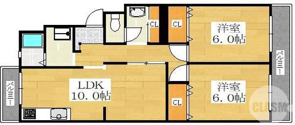 菩提町の完工年月(1978年7月)築の賃貸マンションの間取り