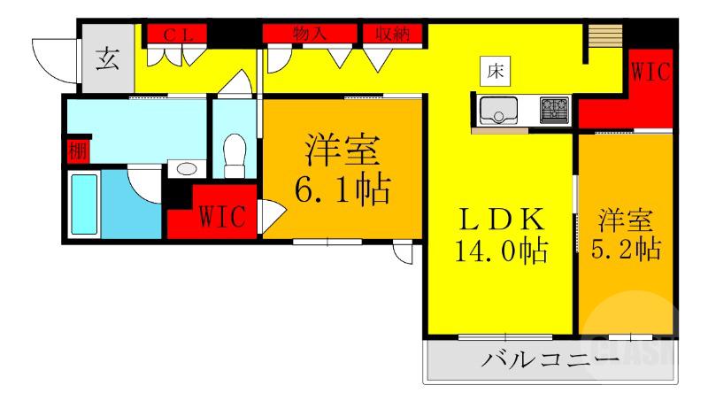 豊新の完工年月(2026年2月)築の賃貸アパートの間取り