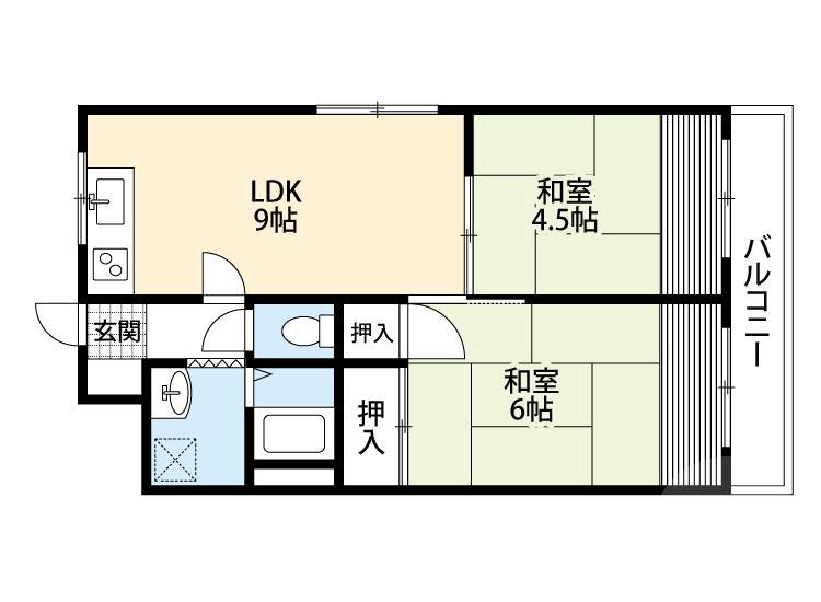丑寅の完工年月(1986年4月)築の賃貸マンションの間取り