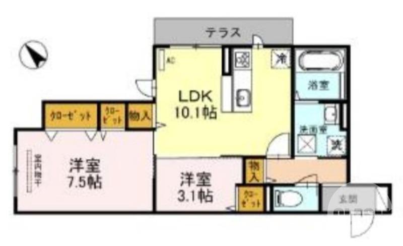 東三国ヶ丘町の完工年月(2022年2月)築の賃貸アパートの間取り