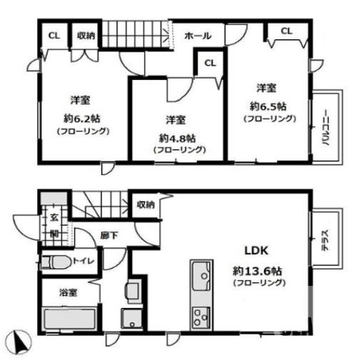 南半町東の完工年月(2009年3月)築の賃貸一戸建ての間取り