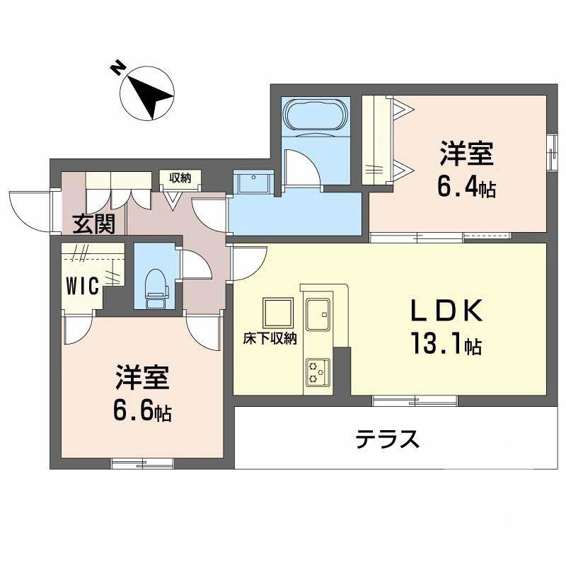 向陵東町の完工年月(2026年9月)築の賃貸マンションの間取り