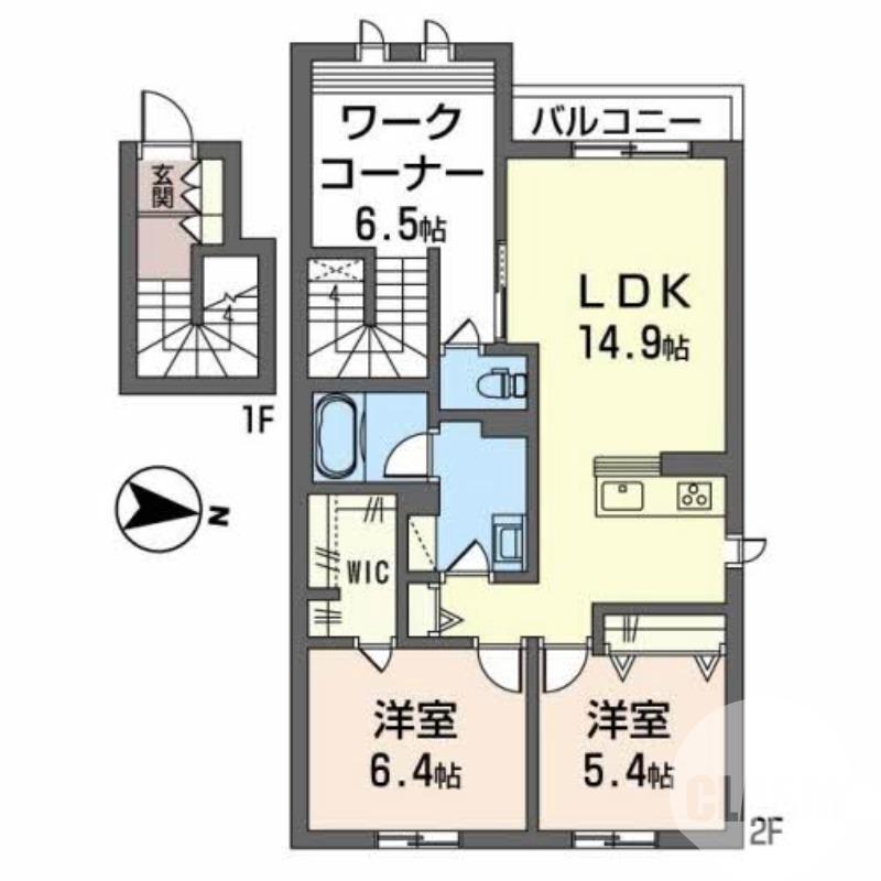 上野芝向ヶ丘町の完工年月(2023年2月)築の賃貸アパートの間取り
