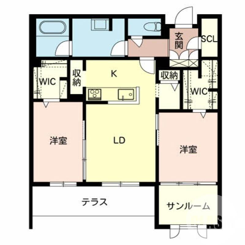 鳳中町の完工年月(2022年1月)築の賃貸マンションの間取り