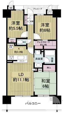 中百舌鳥町の完工年月(2006年8月)築の賃貸マンションの間取り