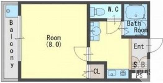 黒土町の完工年月(1995年11月)築の賃貸マンションの間取り