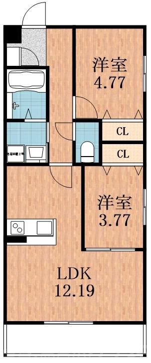 山之内の完工年月(2026年3月)築の賃貸マンションの間取り