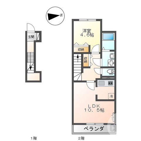 百舌鳥梅北町の完工年月(2019年3月)築の賃貸アパートの間取り