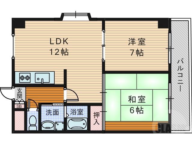 大道南の完工年月(1994年10月)築の賃貸マンションの間取り