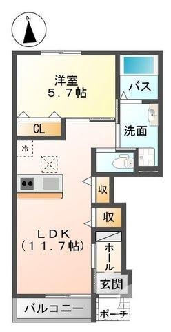 菩提町の完工年月(2016年3月)築の賃貸アパートの間取り