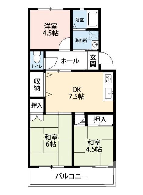 北花田町の完工年月(1988年3月)築の賃貸マンションの間取り