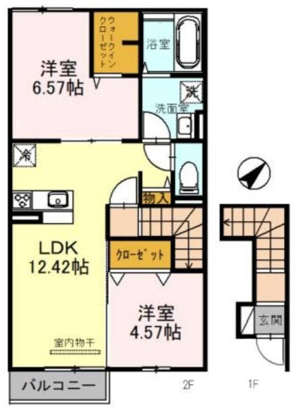 南陵町の完工年月(2021年12月)築の賃貸アパートの間取り