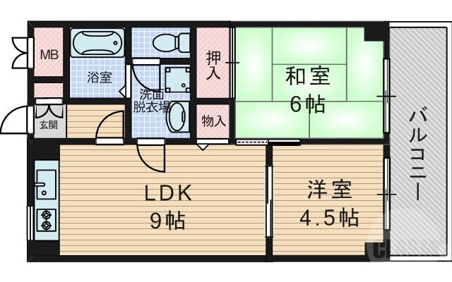 小松の完工年月(1992年3月)築の賃貸マンションの間取り