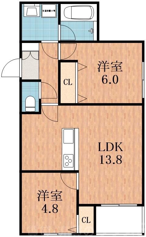 流町の完工年月(2026年5月)築の賃貸アパートの間取り