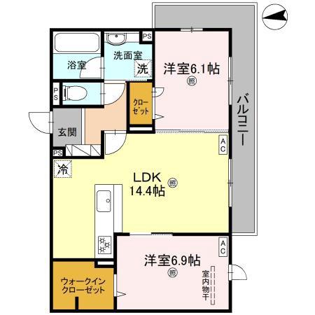 沢良宜浜の完工年月(2026年3月)築の賃貸アパートの間取り