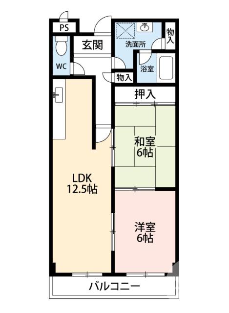宮山台の完工年月(1996年2月)築の賃貸マンションの間取り