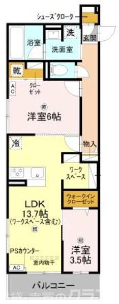 アルデフルール西向日駅前の間取り