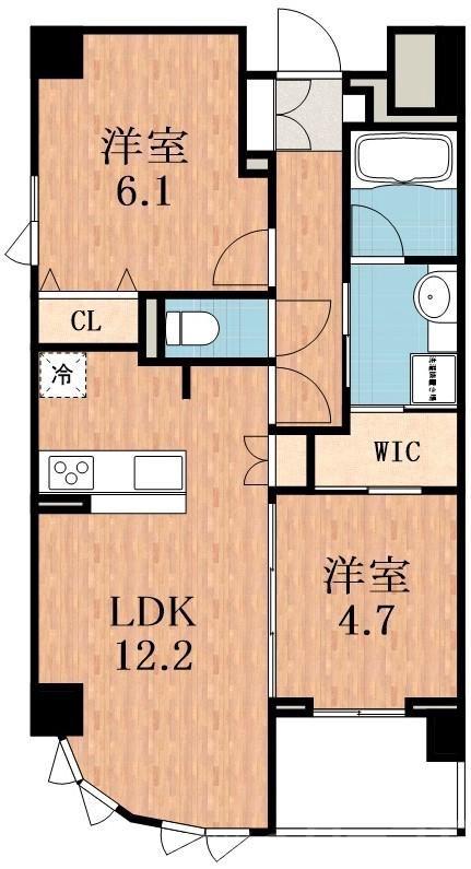 大道の完工年月(2016年9月)築の賃貸マンションの間取り