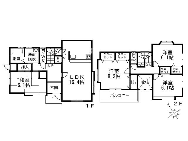 万町の完工年月(2001年10月)築の賃貸一戸建ての間取り