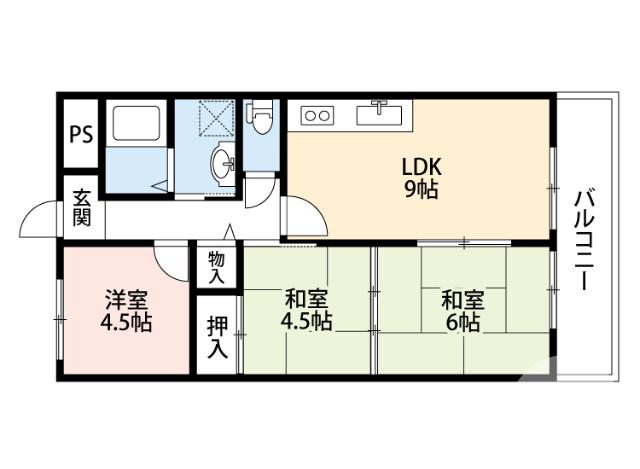 日置荘西町の完工年月(1994年10月)築の賃貸マンションの間取り