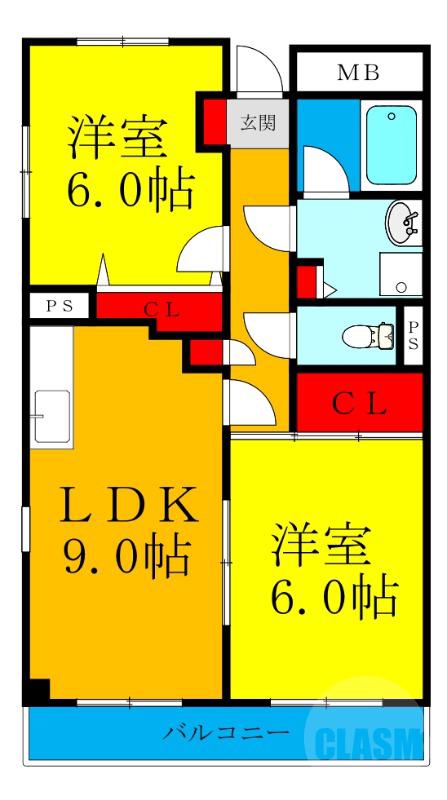 豊里の完工年月(1997年2月)築の賃貸マンションの間取り