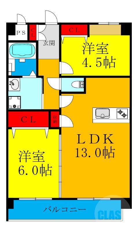 西淡路の完工年月(2022年12月)築の賃貸マンションの間取り