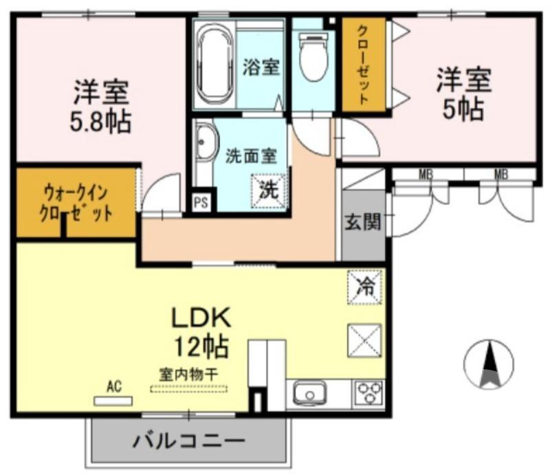 新堂の完工年月(2016年6月)築の賃貸アパートの間取り