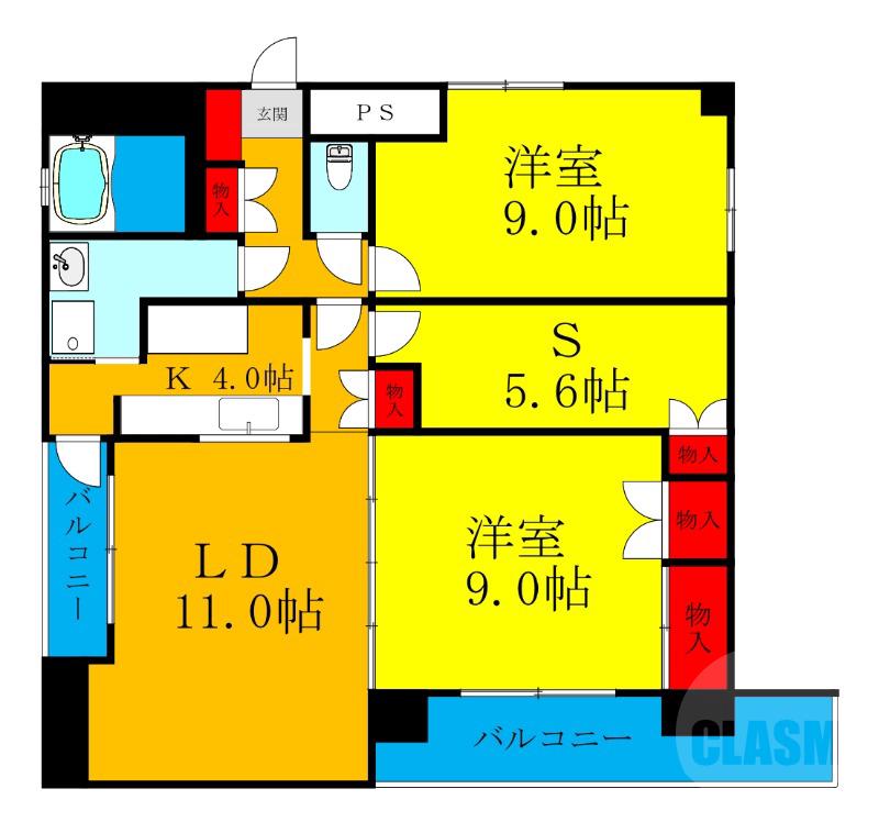 小松の完工年月(1994年10月)築の賃貸マンションの間取り