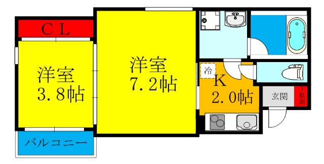 下新庄の完工年月(2021年1月)築の賃貸アパートの間取り