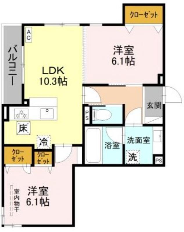豊里の完工年月(2026年6月)築の賃貸アパートの間取り