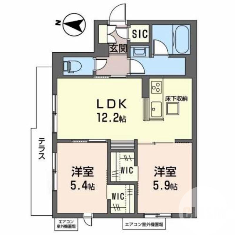 向陵西町の完工年月(2023年3月)築の賃貸マンションの間取り