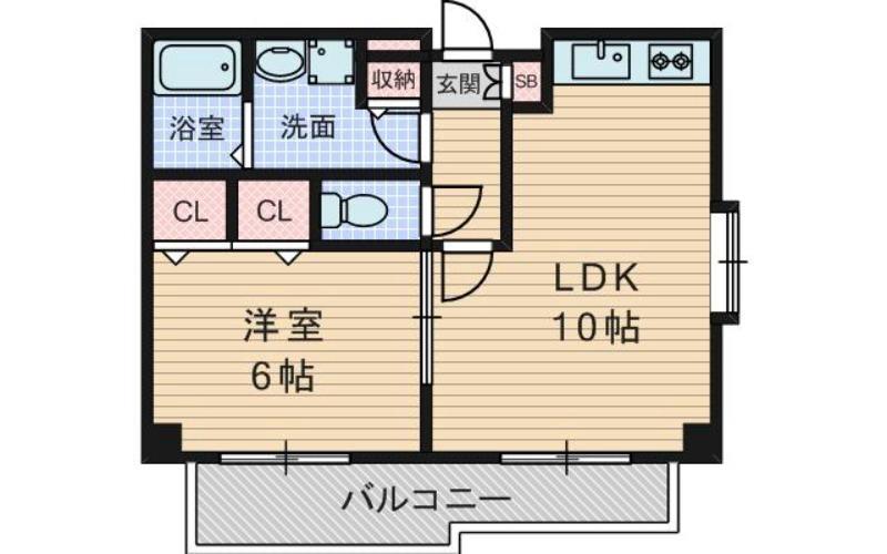 東中島の完工年月（1997年3月）築の賃貸マンションの間取り