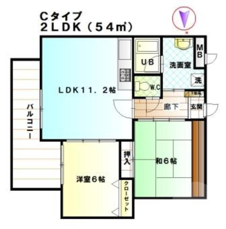 南江口の完工年月(1996年4月)築の賃貸マンションの間取り