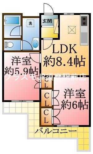 星が丘の完工年月（1986年9月）築の賃貸マンションの間取り