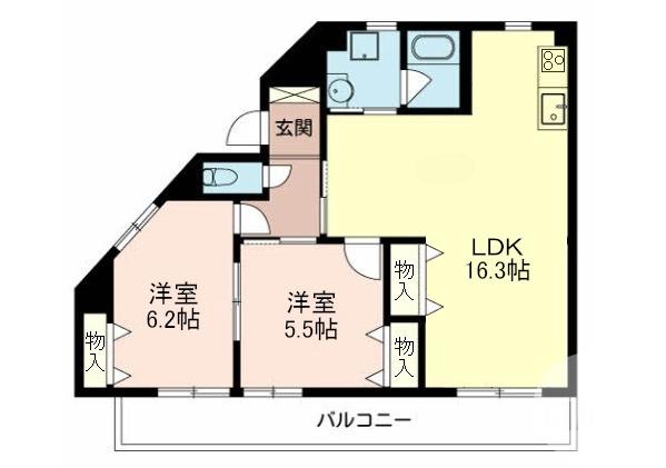 長曽根町の完工年月（1999年9月）築の賃貸マンションの間取り