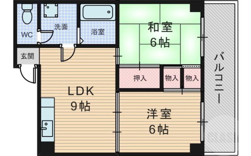 東中島の完工年月（1976年12月）築の賃貸マンションの間取り