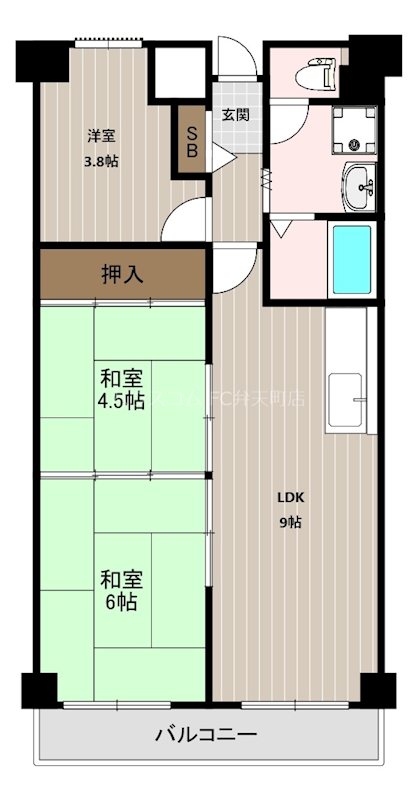 クローバーハイツ市岡の間取り