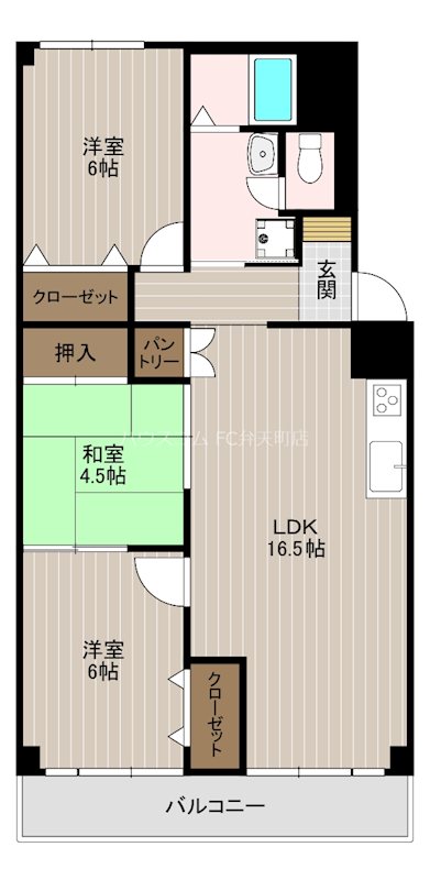 南朝潮コーポ2号棟の間取り