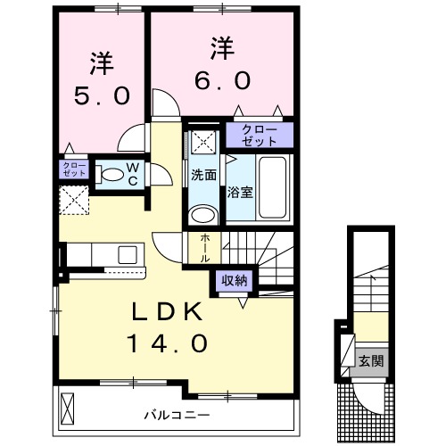 草尾の完工年月(2022年9月)築の賃貸アパートの間取り